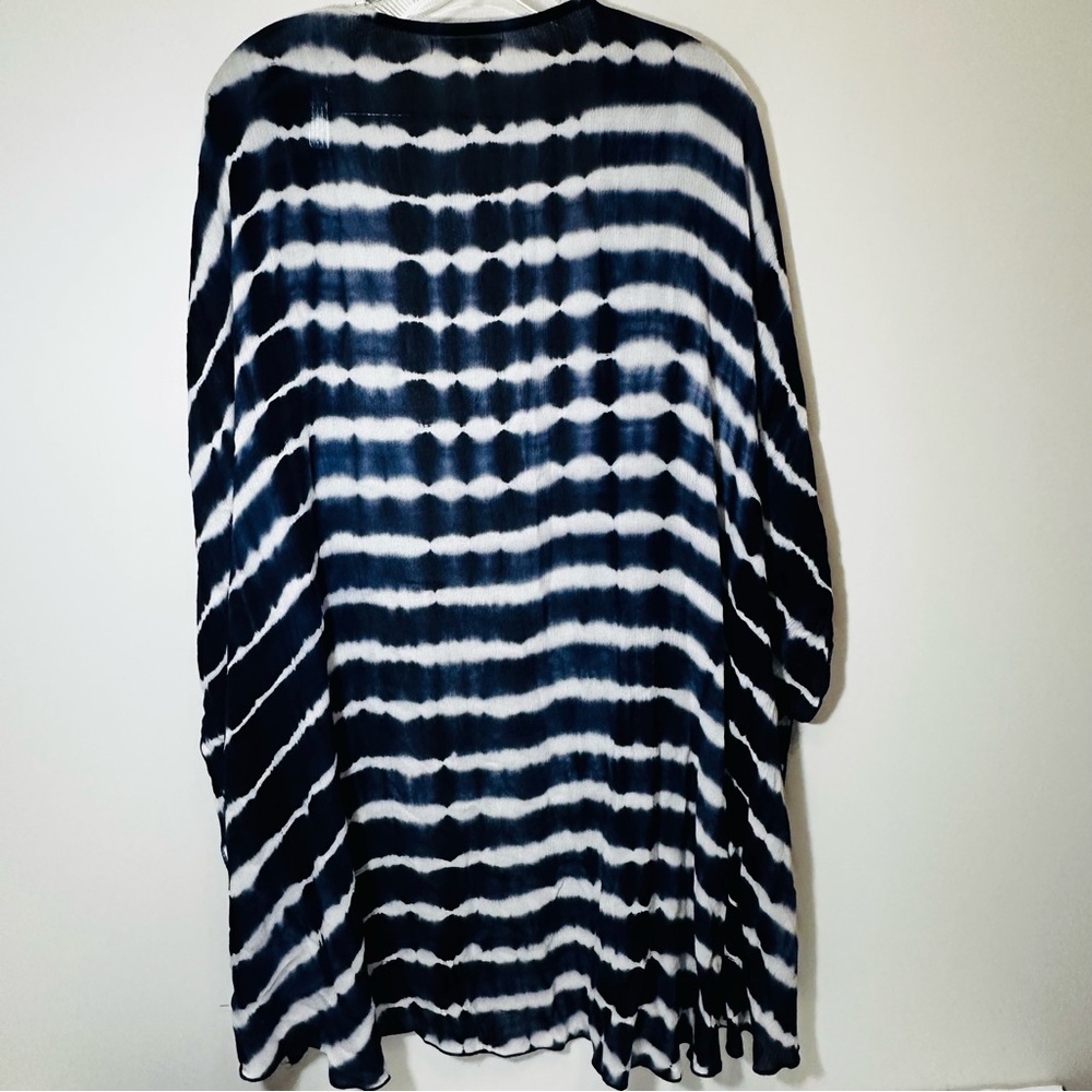 Navy Blue Tie Dye Small/Medium Kimono Open Blouse Swim Coverup